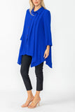 Blue Front Pleats & Back Shirring Blouse