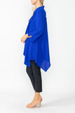 Blue Front Pleats & Back Shirring Blouse