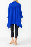 Blue Front Pleats & Back Shirring Blouse