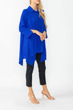 Blue Front Pleats & Back Shirring Blouse