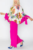 Multi-Color Pull On Poncho W/ Tie Sleeve
