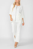 Off White Zip Up Tunic With Laser Cut