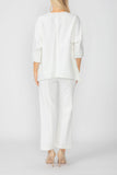 Off White Zip Up Tunic With Laser Cut