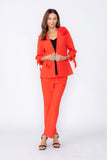 Coral Jacket With Knotted Sleeves