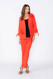 Coral Jacket With Knotted Sleeves