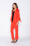 Coral Jacket With Knotted Sleeves