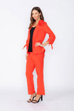 Coral Jacket With Knotted Sleeves