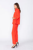 Coral Jacket With Knotted Sleeves