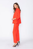 Coral Jacket With Knotted Sleeves