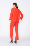 Coral Jacket With Knotted Sleeves
