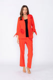 Coral Jacket With Knotted Sleeves