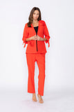 Coral Jacket With Knotted Sleeves