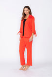 Coral Jacket With Knotted Sleeves