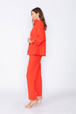 Coral Jacket With Knotted Sleeves