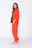 Coral Jacket With Knotted Sleeves
