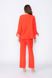 Coral Jacket With Knotted Sleeves