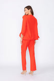 Coral Jacket With Knotted Sleeves