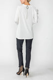 White Top W/ Bow Sleeve Detail