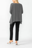 Charcoal Boat Neck Top W/ Rosette