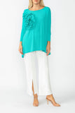 Jade Boat Neck Top W/ Rosette