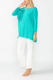 Jade Boat Neck Top W/ Rosette