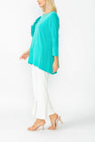 Jade Boat Neck Top W/ Rosette