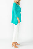 Jade Boat Neck Top W/ Rosette