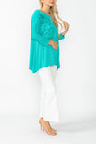 Jade Boat Neck Top W/ Rosette