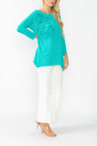 Jade Boat Neck Top W/ Rosette