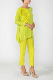Lime Boat Neck Top W/ Rosette