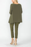 Olive Boat Neck Top W/ Rosette