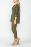 Olive Boat Neck Top W/ Rosette