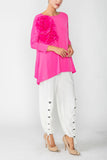 Pink Boat Neck Top W/ Rosette