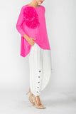Pink Boat Neck Top W/ Rosette