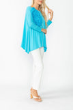 Turquoise Boat Neck Top W/ Rosette