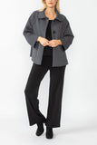 Charcoal Raglan Sleeve Front Attached Pocket Swing Jacket