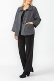 Charcoal Raglan Sleeve Front Attached Pocket Swing Jacket