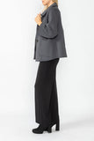 Charcoal Raglan Sleeve Front Attached Pocket Swing Jacket