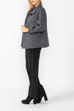 Charcoal Raglan Sleeve Front Attached Pocket Swing Jacket