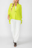 Lime Kimono With Side Drape