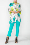 Turquoise Blouse With Contrast Detail