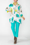 Turquoise Blouse With Contrast Detail