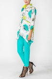 Turquoise Blouse With Contrast Detail