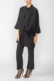 Black Kimono With Rose Pocket