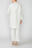 Off White Kimono With Rose Pocket