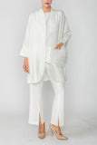 Off White Kimono With Rose Pocket