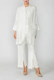 Off White Kimono With Rose Pocket
