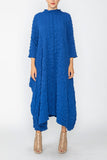 Blue Long Sleeve Bubble Check Dress