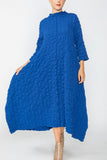 Blue Long Sleeve Bubble Check Dress
