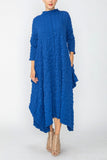 Blue Long Sleeve Bubble Check Dress
